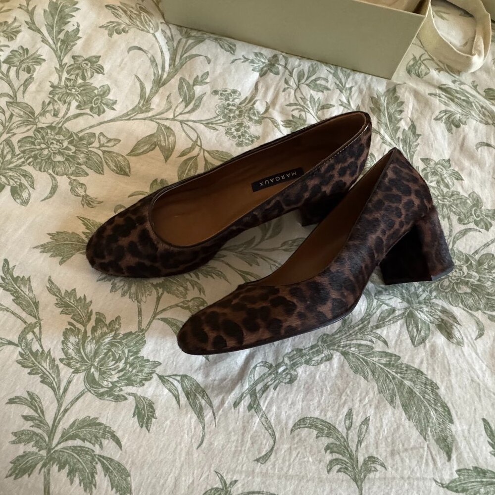 Margaux Leopard Print Block Heel Pumps - Brown/Black